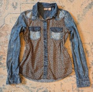 Y2K mudd denim floral shirt